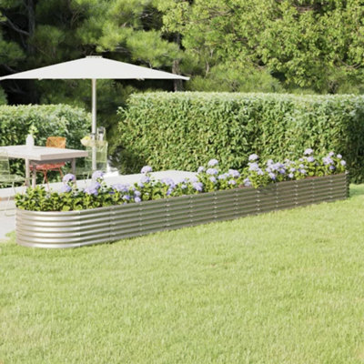 Berkfield Garden Planter Powder-Coated Steel 512X80X36 Cm Silver - image 1
