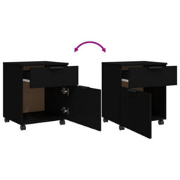 Berkfield Mobile File Cabinet With Wheels Black 45X38X54Cm Engineered Wood - thumbnail 8