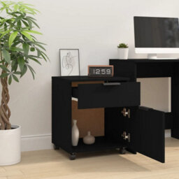 Berkfield Mobile File Cabinet With Wheels Black 45X38X54Cm Engineered Wood - thumbnail 3