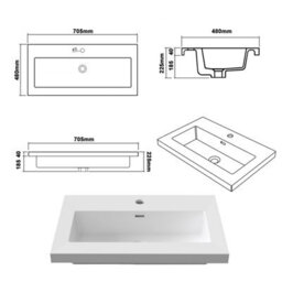 Probaty Bathrooms Vanity Unit Matte White Mdf,600X385X520mm,wall Mounted,2 Drawers With Artificial Stone Square Basin - thumbnail 9