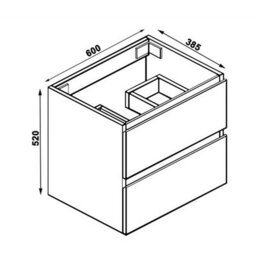 Probaty Bathrooms Vanity Unit Matte White Mdf,600X385X520mm,wall Mounted,2 Drawers With Artificial Stone Square Basin - thumbnail 8