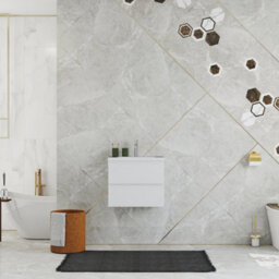 Probaty Bathrooms Vanity Unit Matte White Mdf,600X385X520mm,wall Mounted,2 Drawers With Artificial Stone Square Basin - thumbnail 2