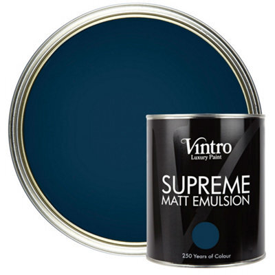 Vintro Luxury Matt Emulsion Black/blue, Smooth Chalky Finish, Multi Surface Paint - Walls, Ceilings, Wood, Metal - 1L (Nightfall) - image 1