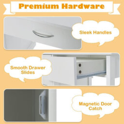 Gainoom Kids White Wooden Study Desk & Chair Writing Table W/drawer Storage Cabinets - thumbnail 3