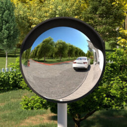 Berkfield Outdoor Convex Traffic Mirror Black Diameter 45 Cm Polycarbonate - thumbnail 1
