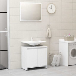 Berkfield Durable 3 Piece Bathroom Furniture Set White Engineered Wood - thumbnail 6