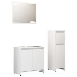 Berkfield Durable 3 Piece Bathroom Furniture Set White Engineered Wood - thumbnail 1