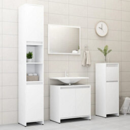 Berkfield Durable 3 Piece Bathroom Furniture Set White Engineered Wood - thumbnail 3