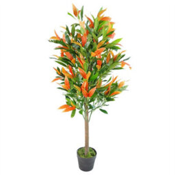 Leaf Artificial Ficus Tree Plant Red Green Ficus 130Cm Real Wood Trunk Realistic Botanik - thumbnail 1