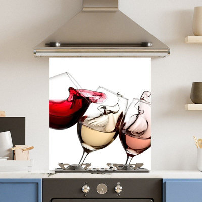 Choose Your Print Premium 59.5 X 74.5Cm White Wine Glasses 6mm Glass Toughened Kitchen Splashback - image 1