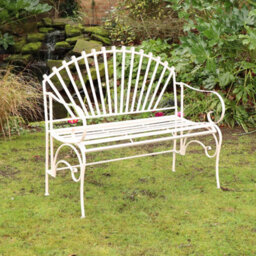 Melody Maison Large Ornate Pink Metal Garden Bench 103Cm - thumbnail 6