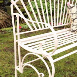 Melody Maison Large Ornate Pink Metal Garden Bench 103Cm - thumbnail 4