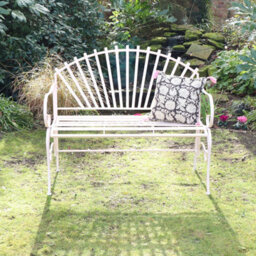 Melody Maison Large Ornate Pink Metal Garden Bench 103Cm - thumbnail 7