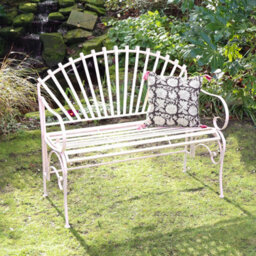 Melody Maison Large Ornate Pink Metal Garden Bench 103Cm - thumbnail 2