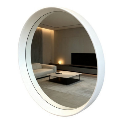 Minster 95Cm White Round Mirror For Indoor - L5 X W95 X H95 Cm