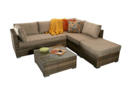 Signature Weave Savannah Wicker Corner Sofa Chair Coffee Table Set Natural Brown - thumbnail 6