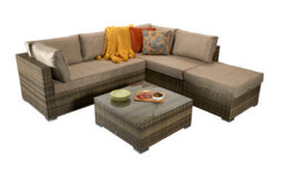 Signature Weave Savannah Wicker Corner Sofa Chair Coffee Table Set Natural Brown - thumbnail 5