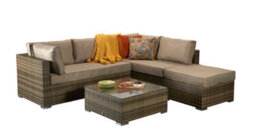 Signature Weave Savannah Wicker Corner Sofa Chair Coffee Table Set Natural Brown - thumbnail 4