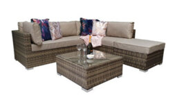 Signature Weave Savannah Wicker Corner Sofa Chair Coffee Table Set Natural Brown - thumbnail 9