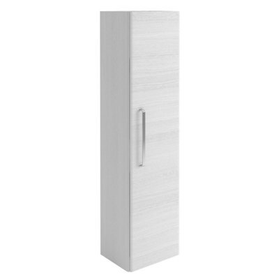 Plum&clay Emery Wall Hung Textured White Tall Bathroom Cabinet With Chrome Bar Handle (H)120Cm (W)35Cm - image 1