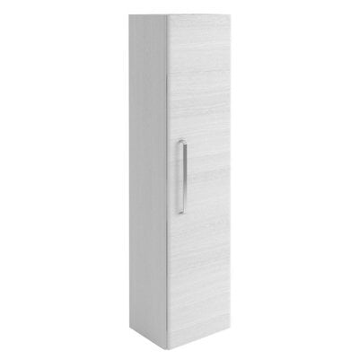 Plum&clay Emery Wall Hung Textured White Tall Bathroom Cabinet With Chrome Bar Handle (H)120Cm (W)35Cm - image 1