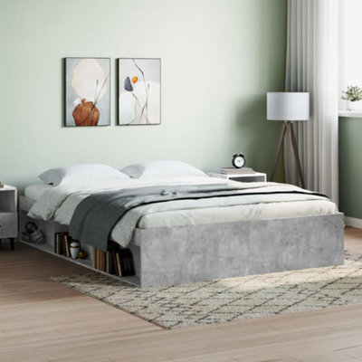 Berkfield Bed Frame Concrete Grey 140X190 Cm - image 1