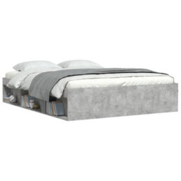 Berkfield Bed Frame Concrete Grey 140X190 Cm - thumbnail 3