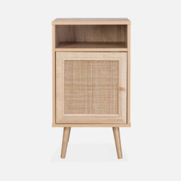 Sweeek - Scandi-Style Bedside Table With Drawer Boheme Natural 39X40X70 Cm - thumbnail 2