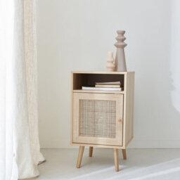 Sweeek - Scandi-Style Bedside Table With Drawer Boheme Natural 39X40X70 Cm