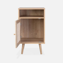 Sweeek - Scandi-Style Bedside Table With Drawer Boheme Natural 39X40X70 Cm - thumbnail 3