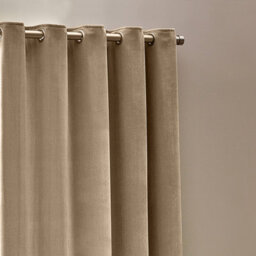Yard Heavy Chenille Velvet Room Darkening Eyelet Curtain Pair Natural (W)168Cm X (D)229Cm - thumbnail 2