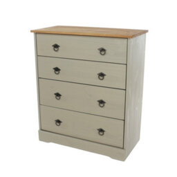 Core Products Corona Classic 4 Drawer Chest Of Drawers - Grey And Antique Wax Solid Wood Storage Unit 87 X 75 X 36Cm - thumbnail 2