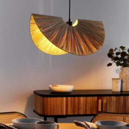Wyld And Coco Naturaglow Natural Paper Pulp Pendant Lamp W60 X D32 X Drop168Cm, Japandi Style - thumbnail 2