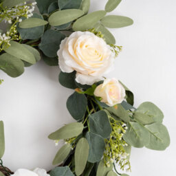 Scottish Everlastings Ltd. Scottish Everlastings 40Cm Artificial Eucalyptus And Rose Wreath - thumbnail 2