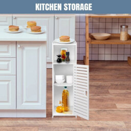 White Bathroom Storage Cabinet Wooden Drawer Cupboard Free Standing Unit Shelf - thumbnail 6