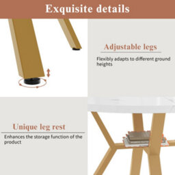 Btm 5 Piece Dining Set, Round Marble Table With Gold Metal Legs  4 Ergonomic Velvet Green Chairs, Modern - thumbnail 8