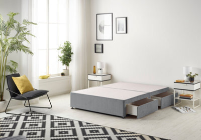 Somnior Beds Somnior Platform Divan Base Plush Charcoal With 2 Drawers - Small Single - image 1