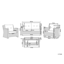 Beliani Garden Lounge Set With Table 4 Seater Marino Pe Rattan White - thumbnail 3
