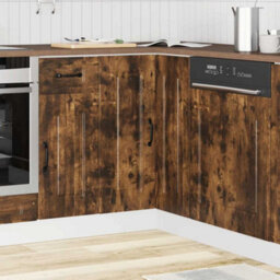 Berkfield Durable Kitchen Corner Base Cabinet Kalmar Smoked Oak Engineered Wood - thumbnail 3