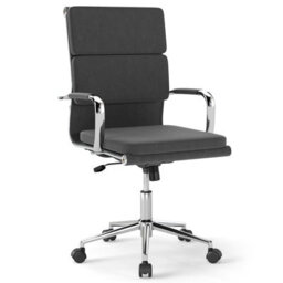 Costway Ergonomic Office Desk Chair Modern Leathaire Conference Chair-Grey