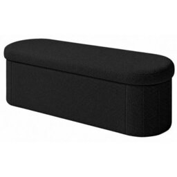 Black 110Cm Boucle Storage Ottoman Foldable Footstool Bench For Living Room Bedroom - thumbnail 2