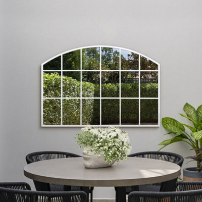 Mirroroutlet The Arcus White Framed Arched Wall Garden Mirror 110Cm X 75Cm - image 1