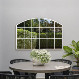 Mirroroutlet The Arcus White Framed Arched Wall Garden Mirror 110Cm X 75Cm