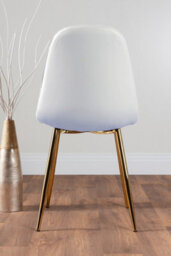 Furniturebox Andria White Marble Effect & Gold Leg Dining Table & 6 White Corona Gold Leg Faux Leather Chairs - thumbnail 4
