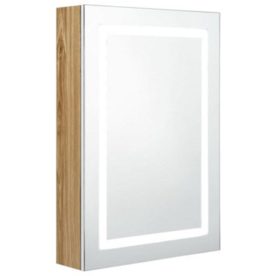 Berkfield Stylish Led Bathroom Mirror Cabinet White And Oak 50X13X70 Cm - image 1