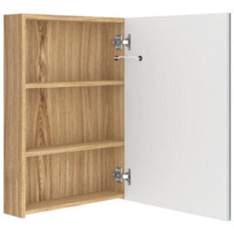 Berkfield Stylish Led Bathroom Mirror Cabinet White And Oak 50X13X70 Cm - thumbnail 5