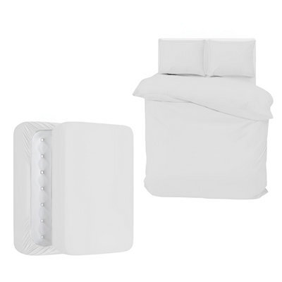 Aspire Homeware White Duvet Cover Set, Soft Microfiber & Reversible, Super King (L)220Cm X (W)260Cm - image 1