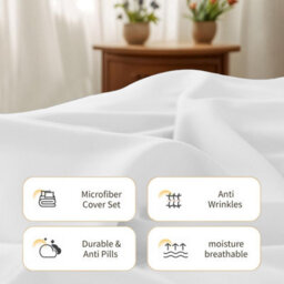 Aspire Homeware White Duvet Cover Set, Soft Microfiber & Reversible, Super King (L)220Cm X (W)260Cm - thumbnail 3