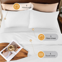 Aspire Homeware White Duvet Cover Set, Soft Microfiber & Reversible, Super King (L)220Cm X (W)260Cm - thumbnail 2