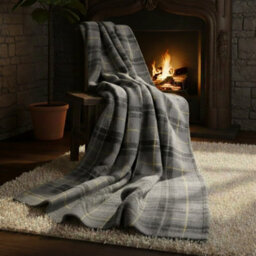 Tartan Check Soft Feel Print Christmas Throw Blanket Home Decor Gift Grey 150X200Cm - thumbnail 1